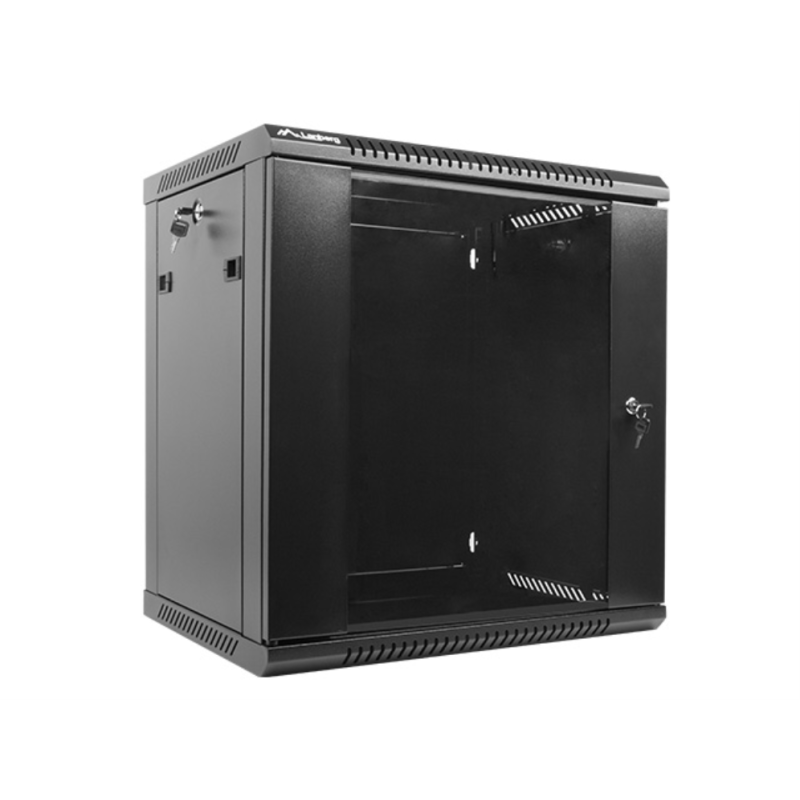Armario lanberg mural rack 19 pulgadas 12u - 600x450 flat pack v2 negro