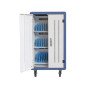 Armario rack de seguridad phasak montado con ruedas goma 30 compart. para portatil tablet y smartphone blanco - azul