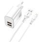 Kit cargador qcharx apolo 24a  + cable usb a lightning blanco