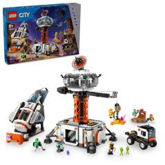 Lego città base spaziale e piattaforma di lancio