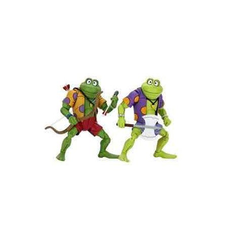 Pack 2 figuras neca ranas genghis & rasputin  scale action figure tmnt cartoon re - run