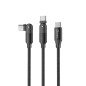Cable qcharx melbourne tipo c a tipo c 3a - 1.2 m - aleacin de aluminio negro cabezal rotatorio
