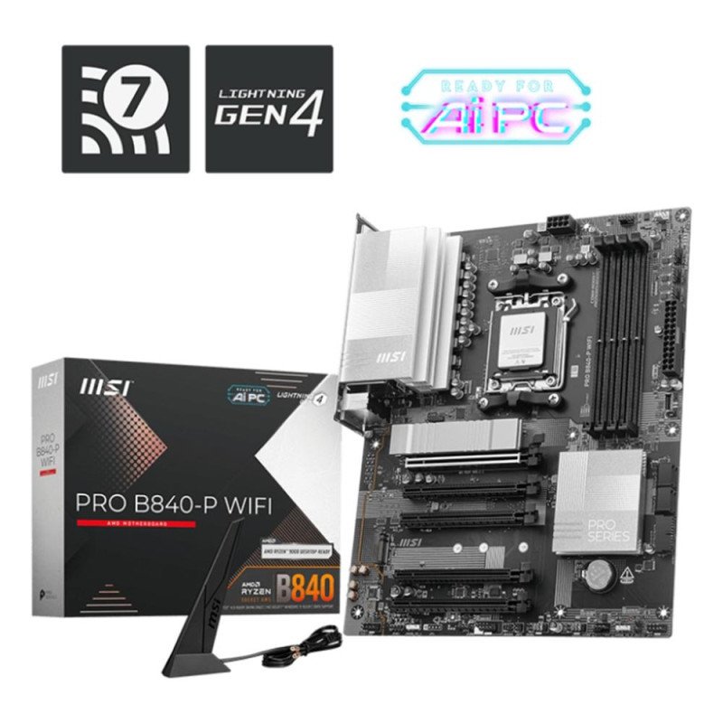 Placa base msi pro b840 - p am5 wifi atx -  4x ddr5 -   3x usb 3.2 -  1x usb tipo c