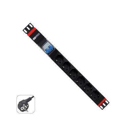 Regleta rack wp 1u 6 enchufes schuko con magnetotermico