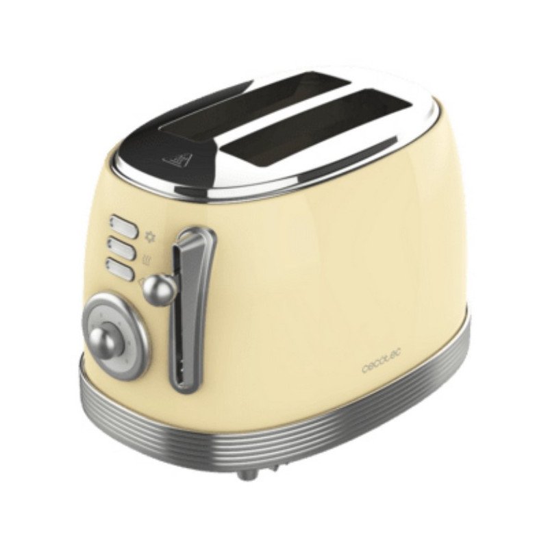 Tostadora cecotec toast and taste 800 vintage light yellow