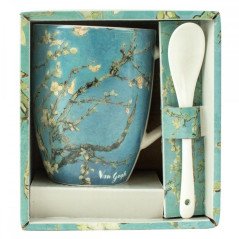 Taza de cermica con cuchara enesco los almendros vincent van gogh