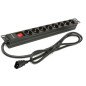 Regleta phasak 8 tomas con interruptor 2m negro -  sfo c14