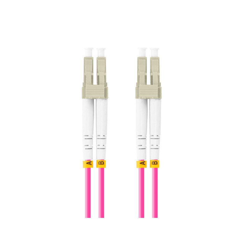 Latiguillo fibra optica lc - upc lanberg 2m multi duplex om4 50 - 125 lszh violeta