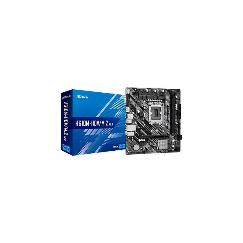 Placa base asrock 1700 h610m - hdv m.2 r2.0 m - atx 2xddr4 4xsata6 2xusb 3.2 4xusb 2.0