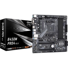 Placa base  asrock am4 b450m pro4 r2.0 atx - 4xddr4 - 1xhdmi - 2xusb 2.0 - 4x usb 3.2 - 90 - mxbeg0 - a0uayz