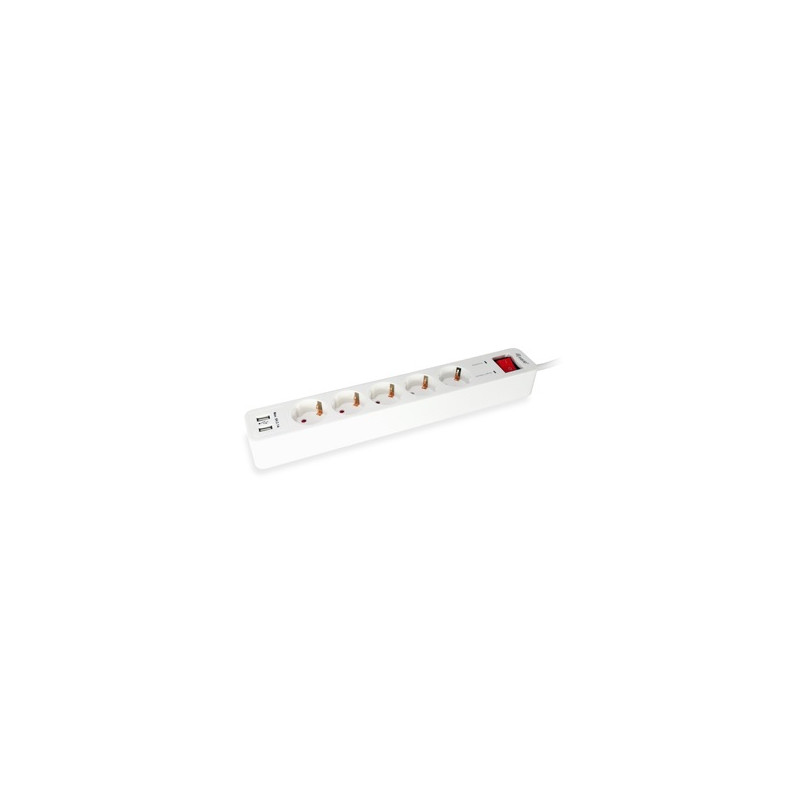 Regleta equip 245554 con 5 tomas + 2 puertos usb