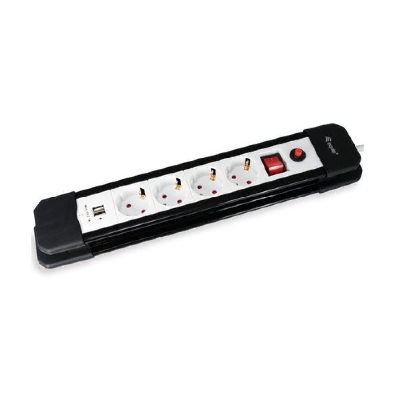 Regleta equip 245553 con 4 tomas + 2 puertos usb