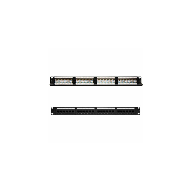 Panel de parcheo nanocable 24 puertos rj45 cat.6 utp 19 pulgadas