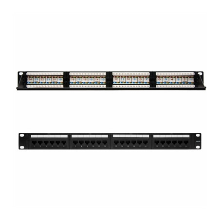 Panel de parcheo nanocable 24 puertos rj45 cat.6 utp 19 pulgadas