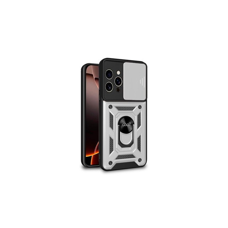 FUNDA COOL IPHONE 16 PRO MAX HARD RING PLATA