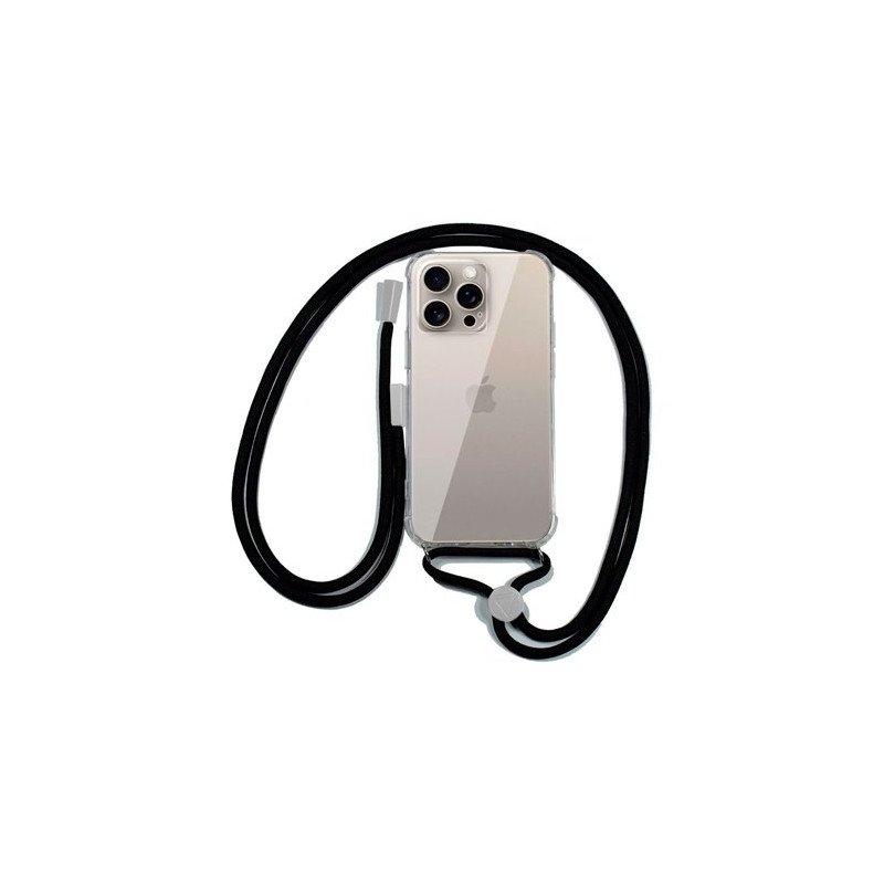 FUNDA COOL IPHONE 15 PRO MAX TRANSPARENTE NEGRO