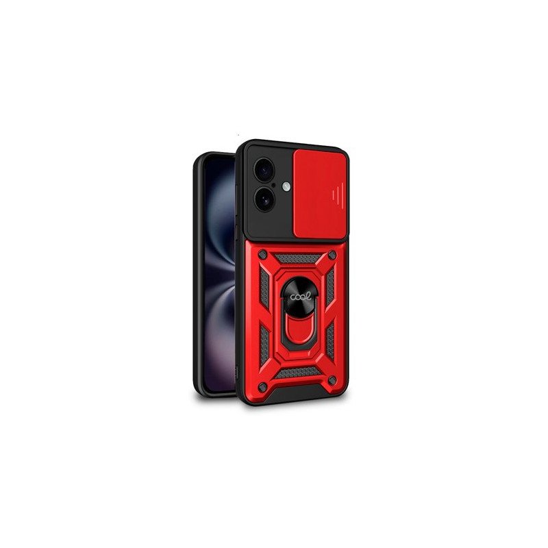 FUNDA COOL IPHONE 16 HARD RING ROJO