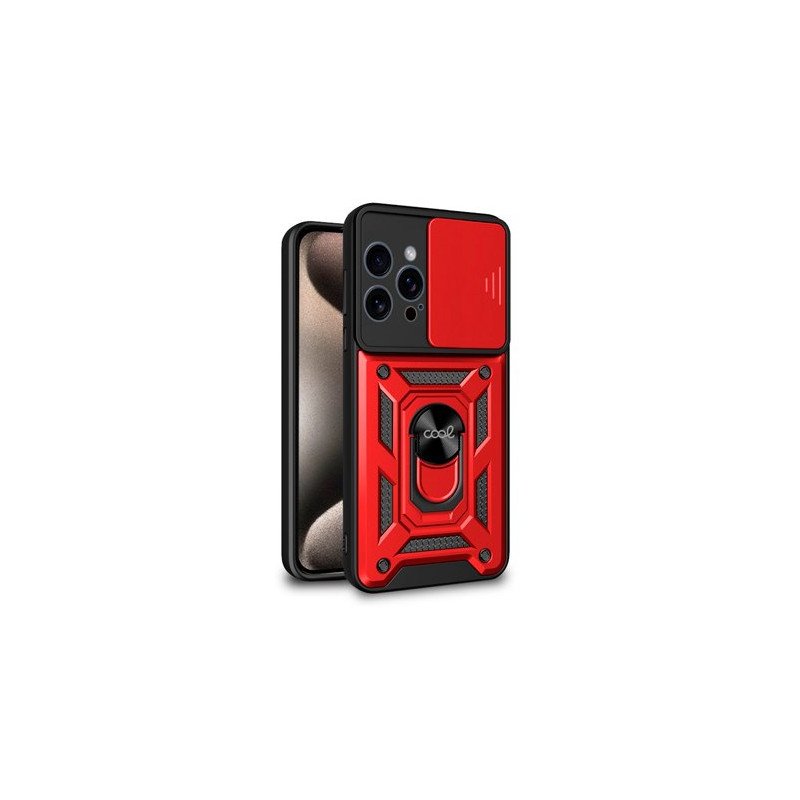 FUNDA COOL IPHONE 15 PRO MAX HARD RING ROJO