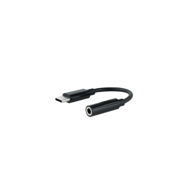 Cable adaptador usb tipo c a jack 3.5mm nanocable 0.11m -  macho - hembra -  negro