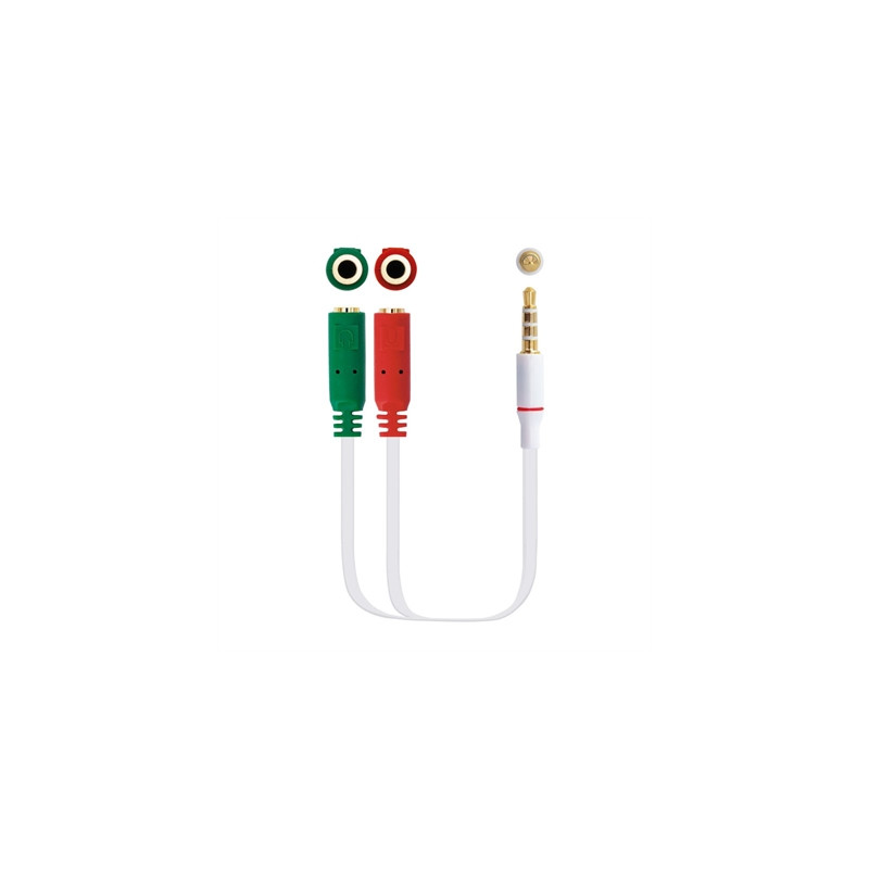 Cable audio 1 x 3.5mm a 2 x jack 3.5mm nanocable -  macho - hembra -  20cm