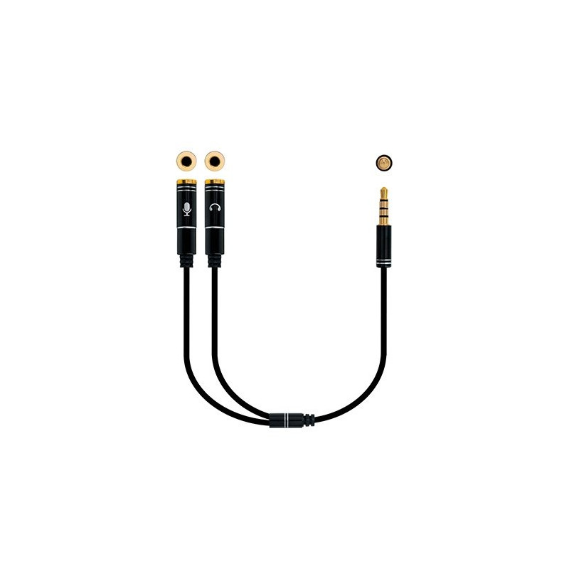 Cable audio 1xjack - 3.5 to 2xjack - 3.5 0.3m nanocable  blanco -  macho - hembra -  4pin -  3pin
