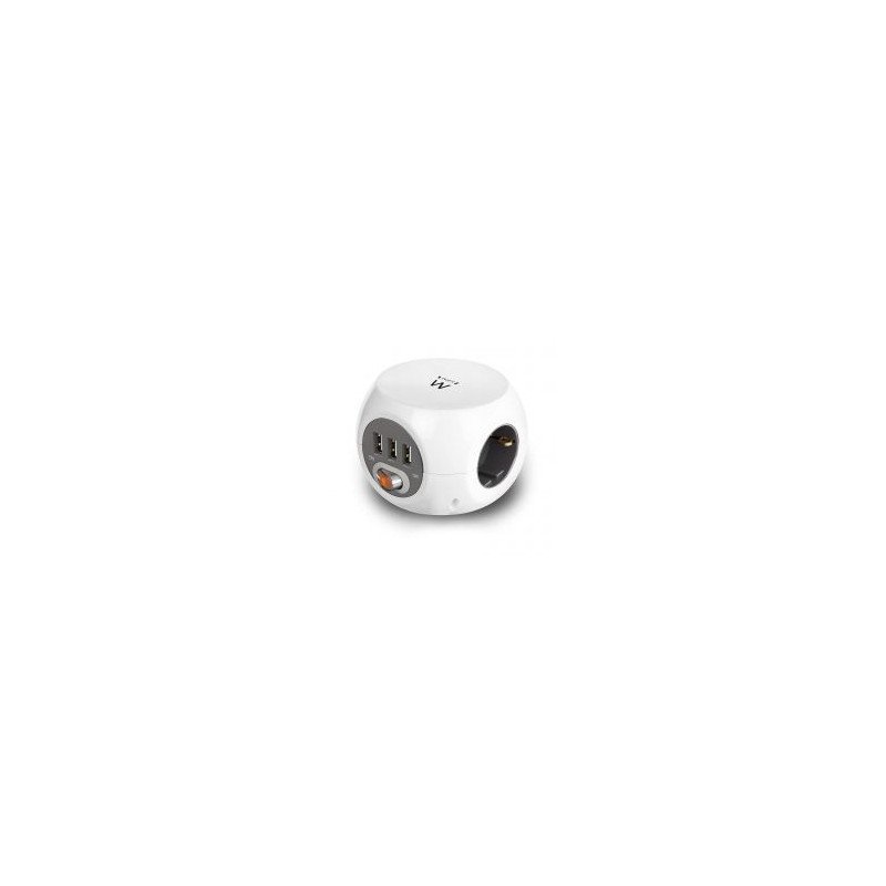 Regleta cubica ewent ew3939 3 tomas shucko -  3 puertos usb -  1.5m