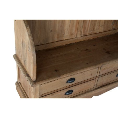 Coat rack with shelf DKD Home Decor Brown Black Pinewood Mirror Natural Alpino 124 x 40 x 200 cm