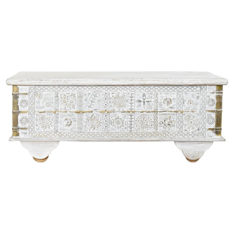 Side table DKD Home Decor MB-182010 White Golden Metal Mango wood 115 x 60 x 45 cm Side table DKD Home Decor MB-182010 White Golden Metal Mango wood 115 x 60 x 45 cm