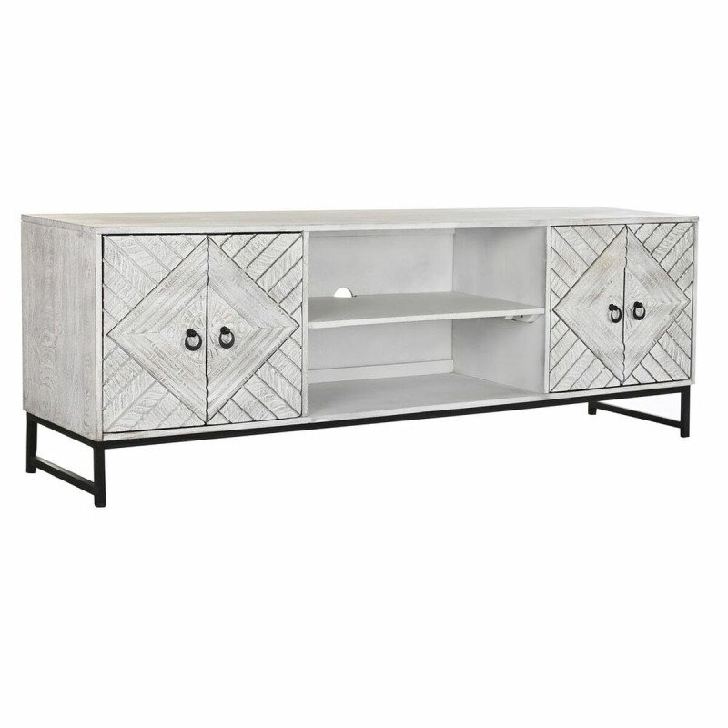 TV furniture DKD Home Decor 180 x 40 x 60 cm Black Metal White Mango wood TV furniture DKD Home Decor 180 x 40 x 60 cm Black Metal White Mango wood