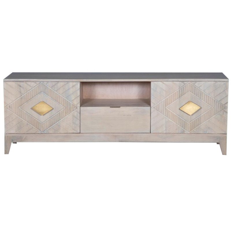 TV furniture DKD Home Decor Beige Metal Mango wood 175 x 40 x 60 cm TV furniture DKD Home Decor Beige Metal Mango wood 175 x 40 x 60 cm