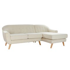 Divano Chaise Longue DKD Home Decor Crema Legno d'albero della gomma 226 x 144 x 84 cm