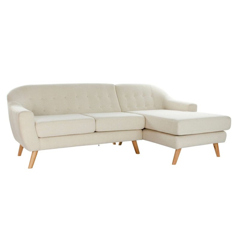 Sofá Chaise Longue DKD Home Decor Crema Madera de caucho 226 x 144 x 84 cm Sofá Chaise Longue DKD Home Decor Crema Madera de caucho 226 x 144 x 84 cm