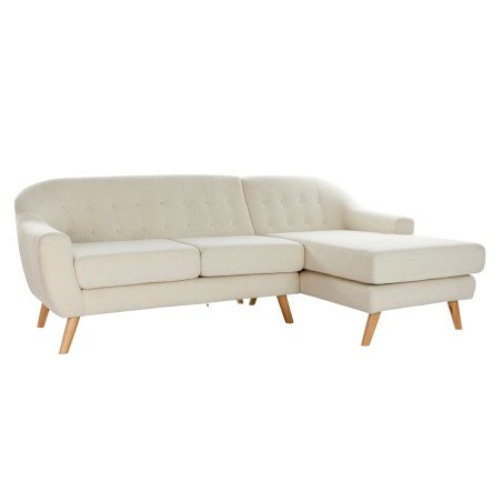 Divano Chaise Longue DKD Home Decor Crema Legno d'albero della gomma 226 x 144 x 84 cm