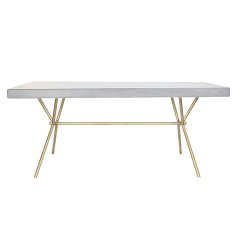 Mesa de Comedor DKD Home Decor Gris Dorado Blanco Latón Madera de mango (180 x 90 x 76 cm)