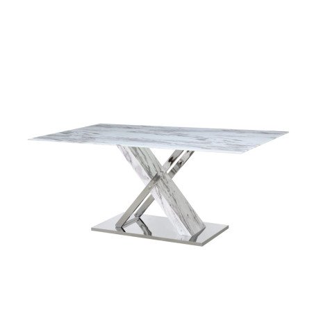 Tavolo da Pranzo DKD Home Decor Cristallo Argentato Grigio Acciaio Bianco 180 x 90 x 78 cm