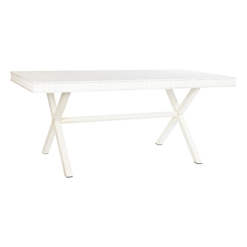 Tavolo da Pranzo DKD Home Decor Bianco Metallo Legno di mango 180 x 90 x 76 cm Tavolo da Pranzo DKD Home Decor Bianco Metallo Legno di mango 180 x 90 x 76 cm