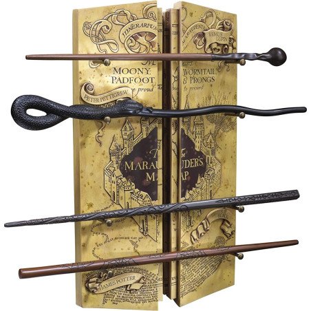 Replica the noble collection mappa del randagio collezione 4 bacchette in espositore harry potter
