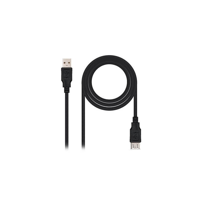 Cable alargador usb nanocable tipo a 2.0 a usb tipo a 2.0 1m -  macho - hembra -  negro
