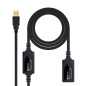Cable usb tipo a 2.0 a usb tipo a nanocable+amplificador 15m negro -  macho - hembra