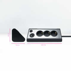 Regleta 3 tomas 1.5m con interruptor nanocalbe usb tipo a -  usb tipo c -  230v -  proteccion -  negro