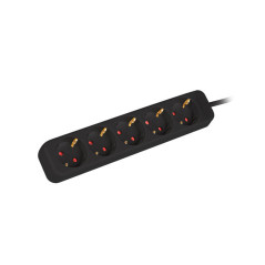 Lanberg PS0-05F-0300-BK prolunghe e multiple 3 m 5 presa(e) AC Interno Nero