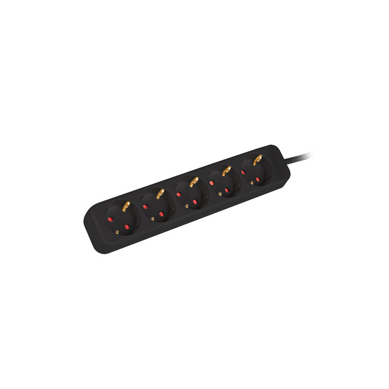 Lanberg PS0-05F-0300-BK prolunghe e multiple 3 m 5 presa(e) AC Interno Nero
