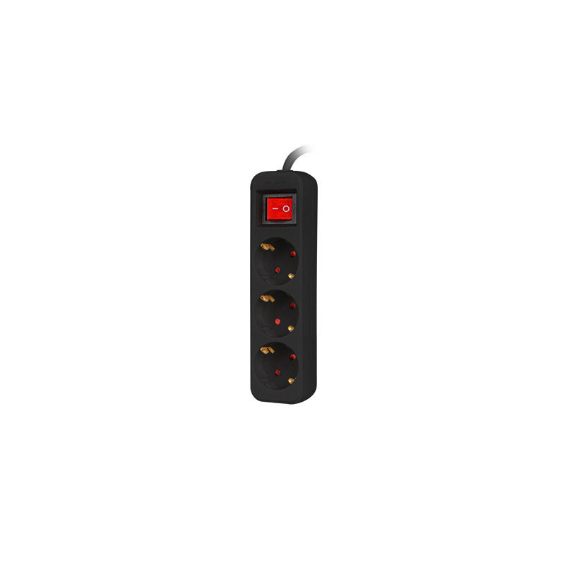 Lanberg PS1-03F-0150-BK prolunghe e multiple 1,5 m 3 presa(e) AC Interno Nero