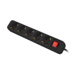 Lanberg PS1-05F-0300-BK prolunghe e multiple 3 m 5 presa(e) AC Interno Nero