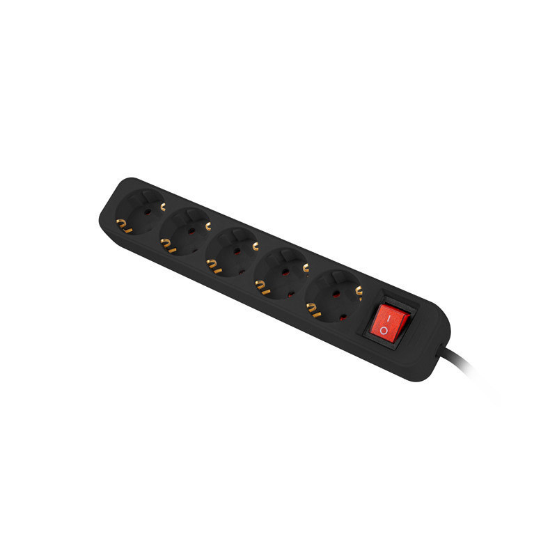 Regleta lanberg 5 tomas schuko con protecion negra 3m