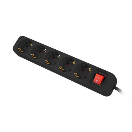 Lanberg PS1-05F-0300-BK prolunghe e multiple 3 m 5 presa(e) AC Interno Nero