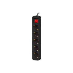 Lanberg PS1-05F-0300-BK prolunghe e multiple 3 m 5 presa(e) AC Interno Nero
