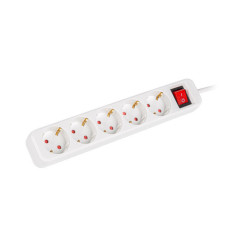 Lanberg PS1-05F-0300-W prolunghe e multiple 3 m 5 presa(e) AC Interno Bianco