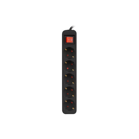 Lanberg PS1-05F-0150-BK prolunghe e multiple 1,5 m 5 presa(e) AC Interno Nero