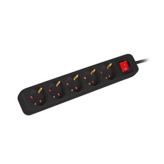 Lanberg PS1-05F-0150-BK prolunghe e multiple 1,5 m 5 presa(e) AC Interno Nero